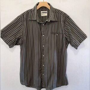 Mountain Khakis Men's Short Sleeve Gray White Red Pearl Snap Shirt XL
